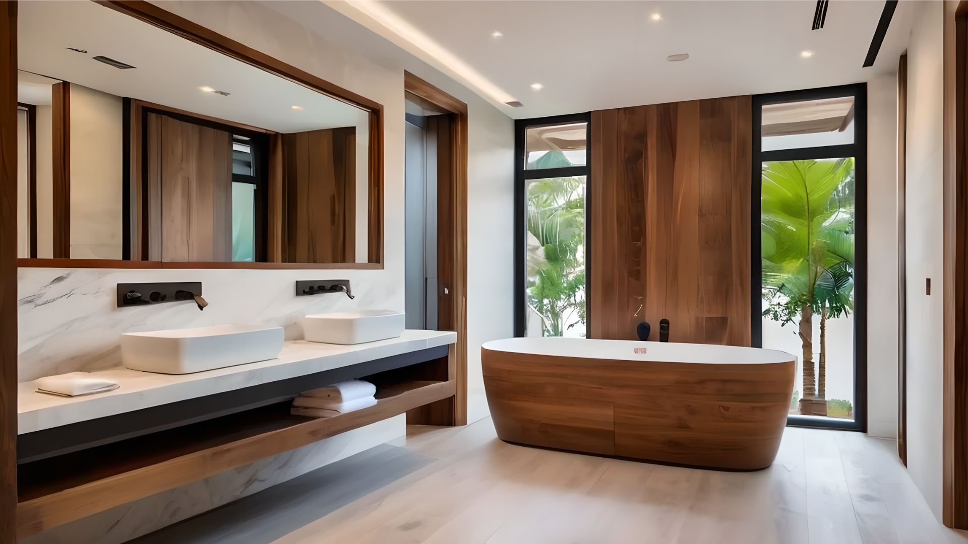 Salle de bain moderne et bois